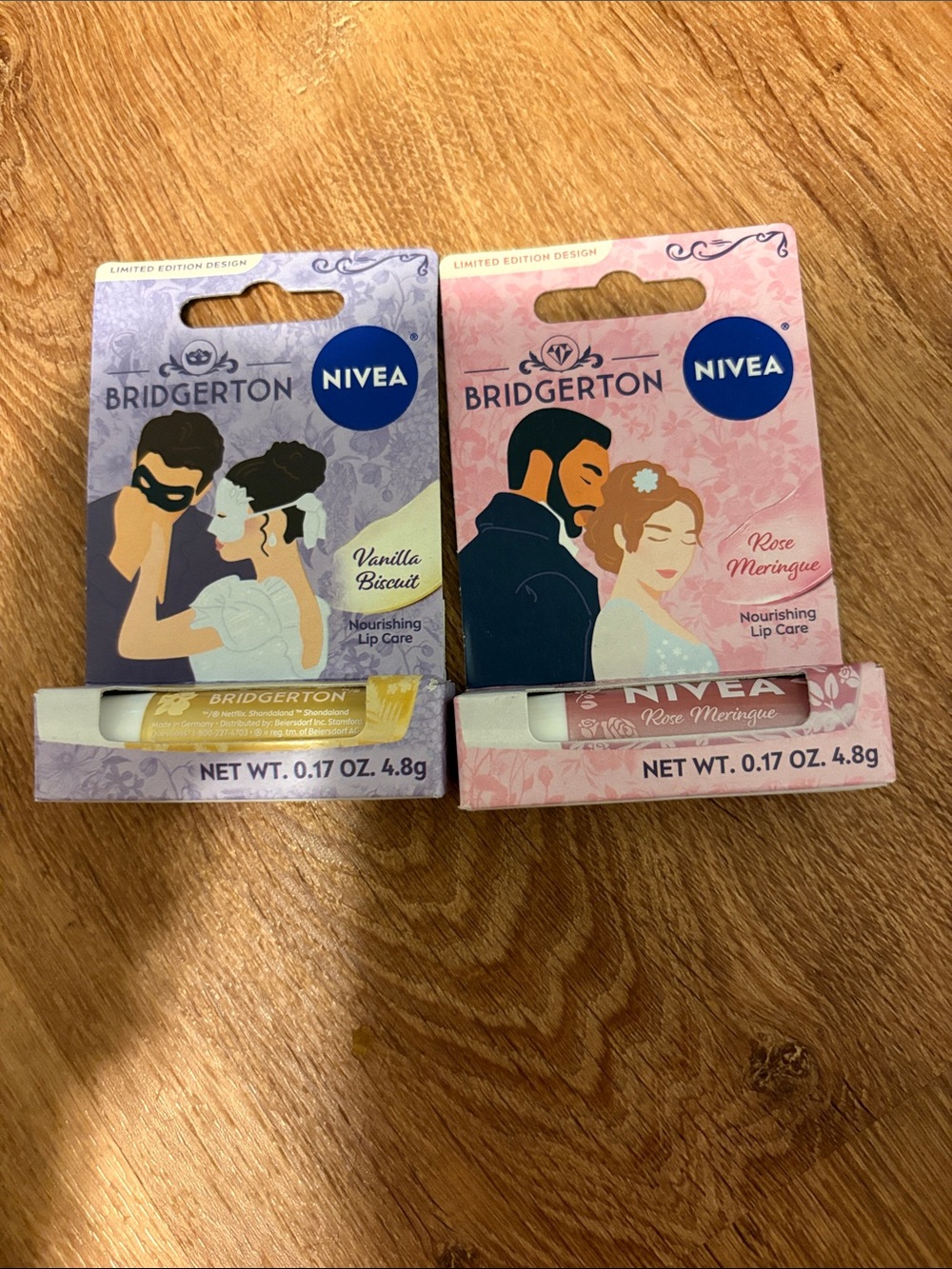 NWT NIVEA Set of 2 Brigerton Lip Care Vanilla Biscuit & Rose Meringue